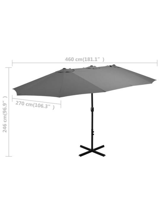 Päikesevari alumiiniumpostiga, 460 x 270 cm, antratsiit