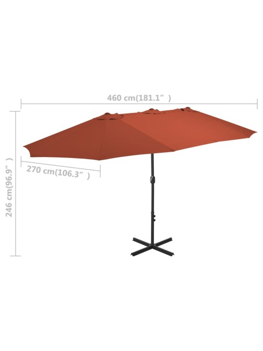 Päikesevari alumiiniumpostiga, 460 x 270 cm, terrakota