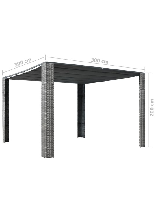 Katusega varjualune, polürotang 300x300x200 cm hall, antratsiit