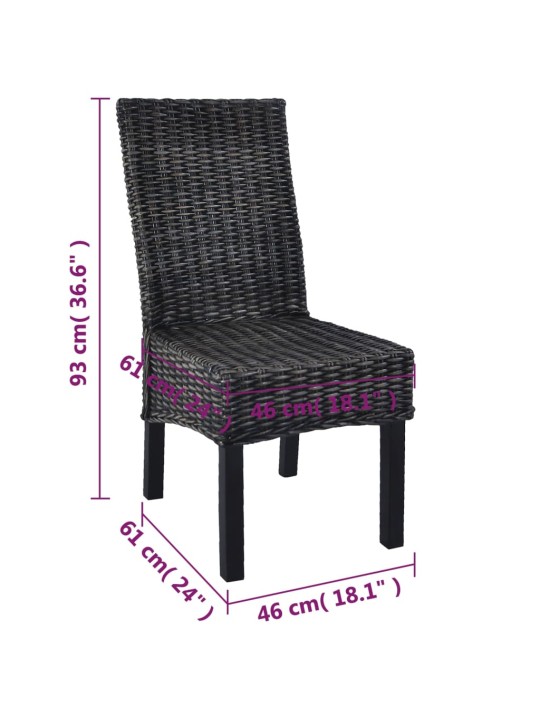 Söögitoolid 6 tk, must, kubu rotang ja mangopuit