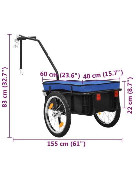 Jalgratta pakihaagis/käsikäru, 155 x 60 x 83 cm, teras, sinine