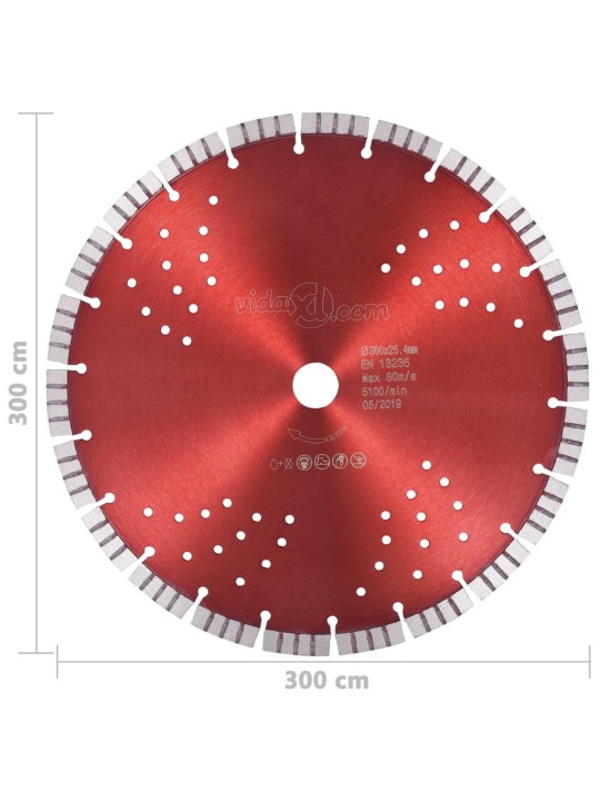 Teemantlõikeketas turbo ja aukudega, teras, 300 mm