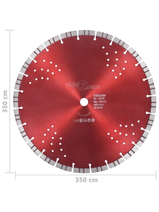 Teemantlõikeketas turbo ja aukudega, teras, 350 mm
