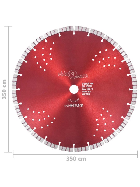 Teemantlõikeketas turbo ja aukudega, teras, 350 mm