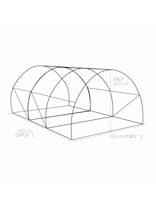 Kasvuhoone 13,5 m² 450 x 300 x 200 cm