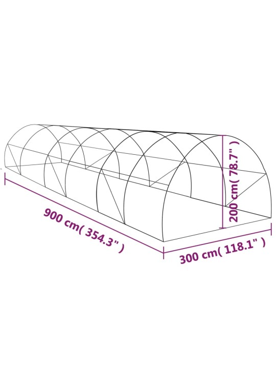 Kasvuhoone 27 m² 900 x 300 x 200 cm