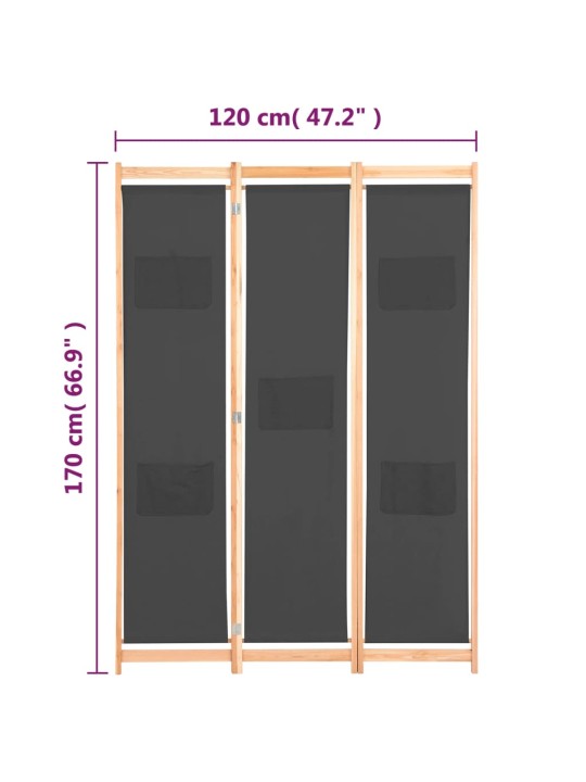 3 paneeliga sirm, hall, 120 x 170 x 4 cm, kangas