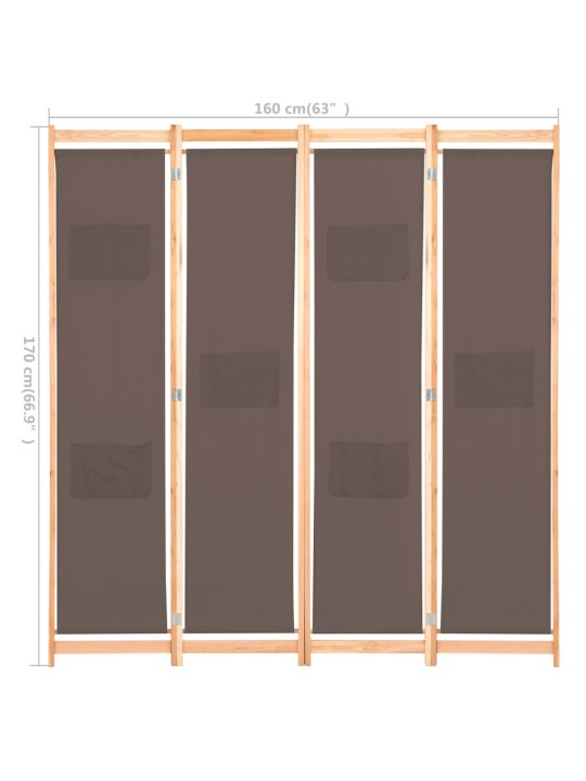 4 paneeliga sirm, pruun, 160 x 170 x 4 cm, kangas