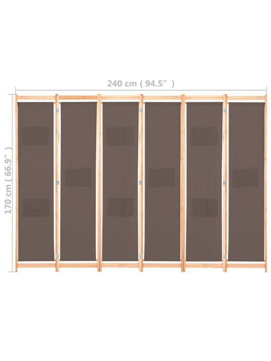 6 paneeliga sirm, pruun, 240 x 170 x 4 cm, kangas