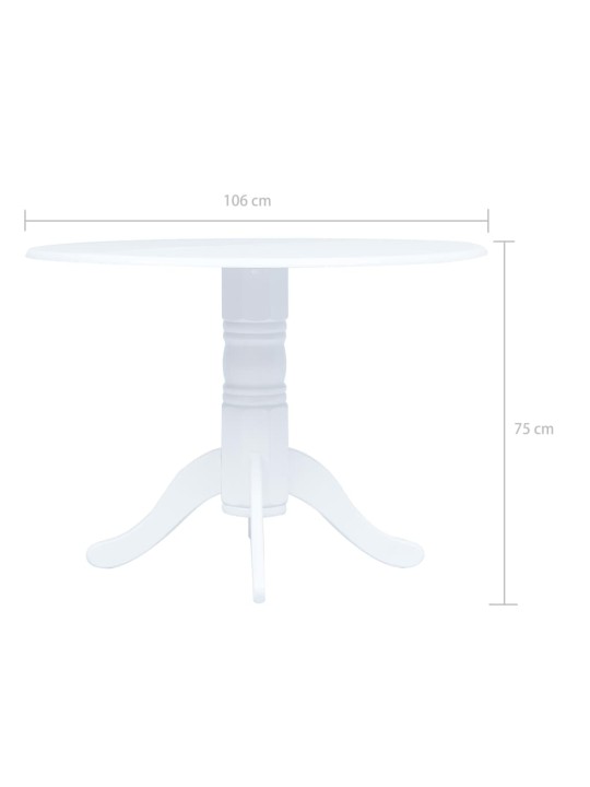 Söögilaud, valge, 106 cm, kautšukipuit