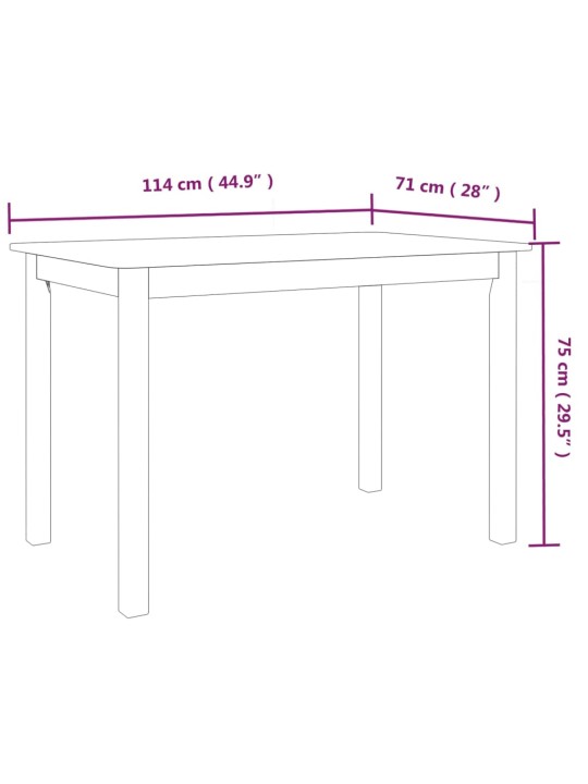 Söögilaud, valge ja pruun, 114 x 71 x 75 cm, kautšukipuit