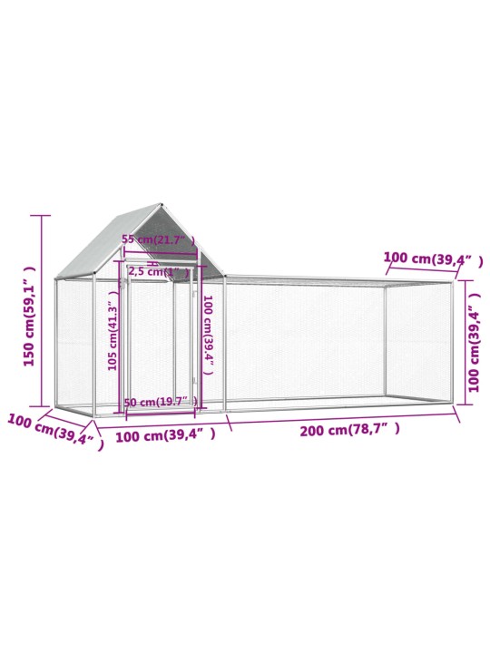 Kanakuut, 3 x 1,5 x 1,5 m, tsingitud teras