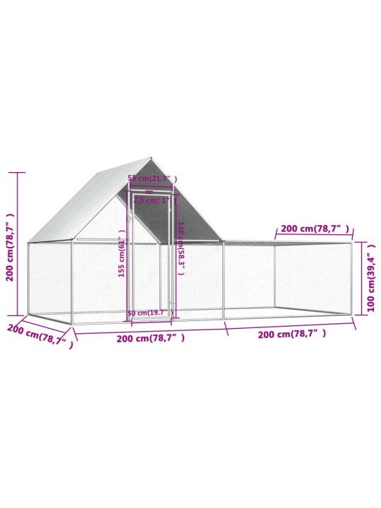 Kanakuut, 4 x 2 x 2 m, tsingitud teras