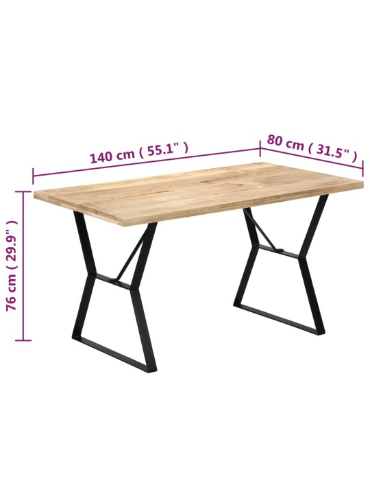 Söögilaud, 140 x 80 x 76 cm, toekas mangopuit