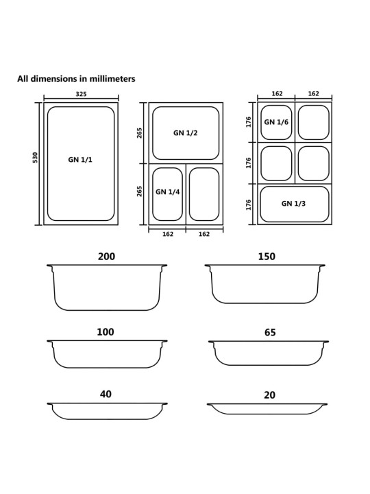 Kaaned gn 1/6 pannile, 8 tk, roostevaba teras