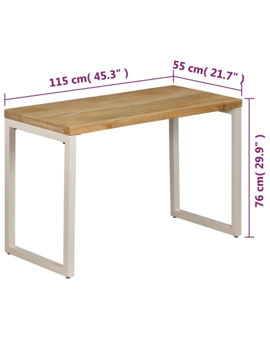 Söögilaud, 115 x 55 x 76 cm, toekas mangopuit ja teras