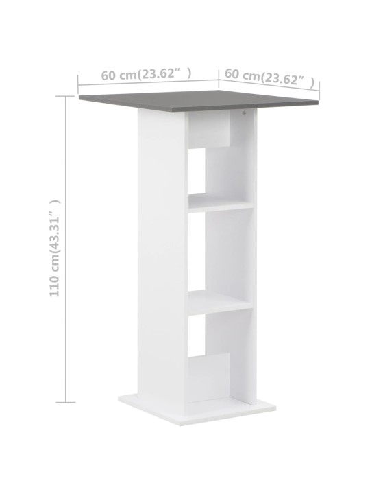Baarilaud, valge ja antratsiithall, 60 x 60 x 110 cm