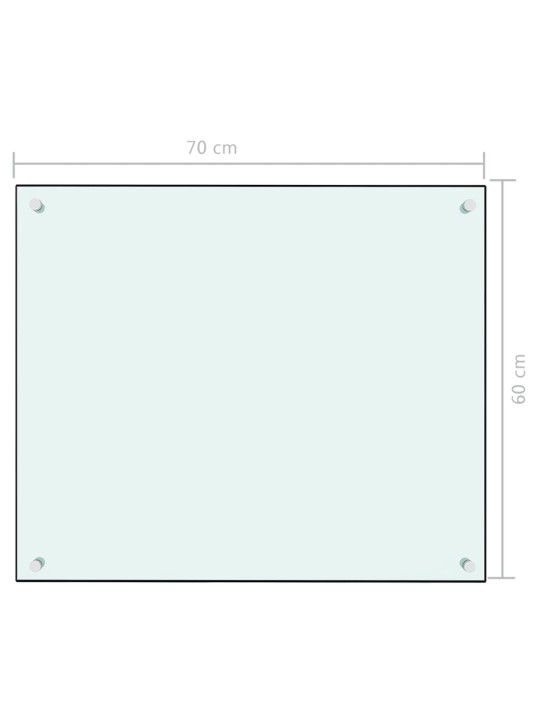 Köögi pritsmekaitse, valge, 70 x 60 cm, karastatud klaas