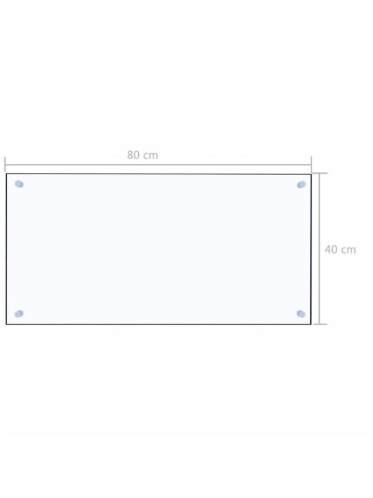 Köögi pritsmekaitse, läbipaistev, 80 x 40 cm, karastatud klaas