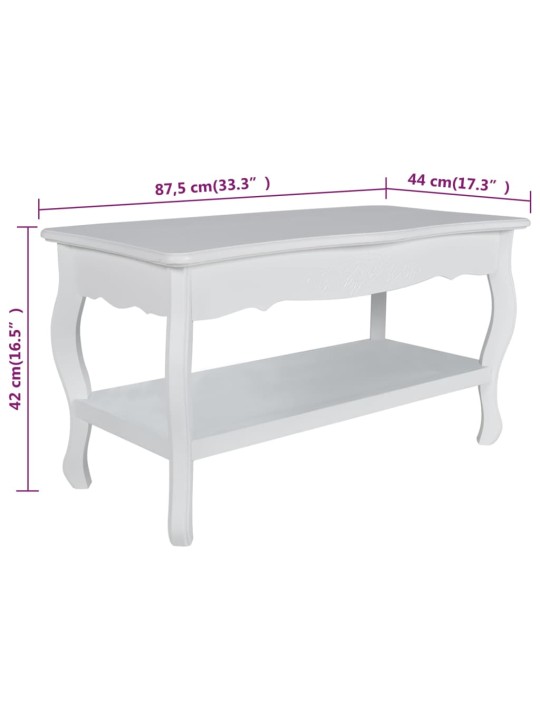 Kahe tasandiga kohvilaud, mdf, valge