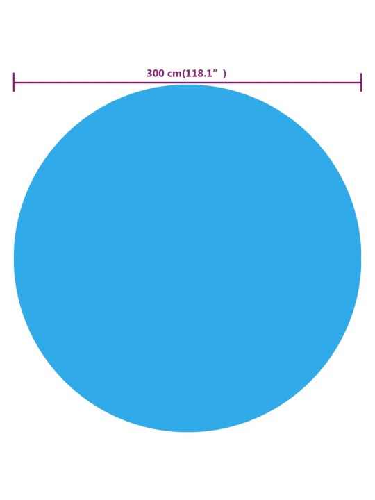 Ujuv ümar päikeseenergiat kasutav basseinikile, 300 cm, sinine