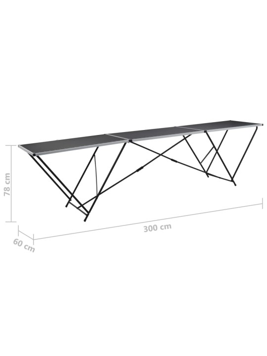 Kokkupandav tapeetimislaud, mdf ja alumiinium 300 x 60 x 78 cm