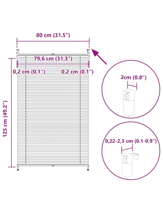 PLISSEEKARDIN 80 X 125 CM KREEMJAS
