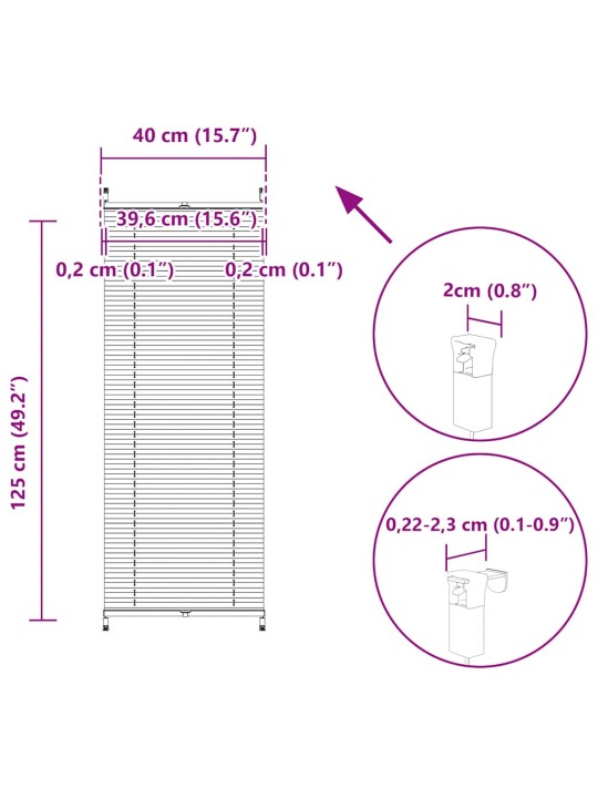 PLISSEEKARDIN 40 X 125 CM KREEMJAS