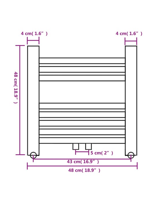 Keskkütte rätikukuivati vannituppa sirge 480 x 480 mm, valge