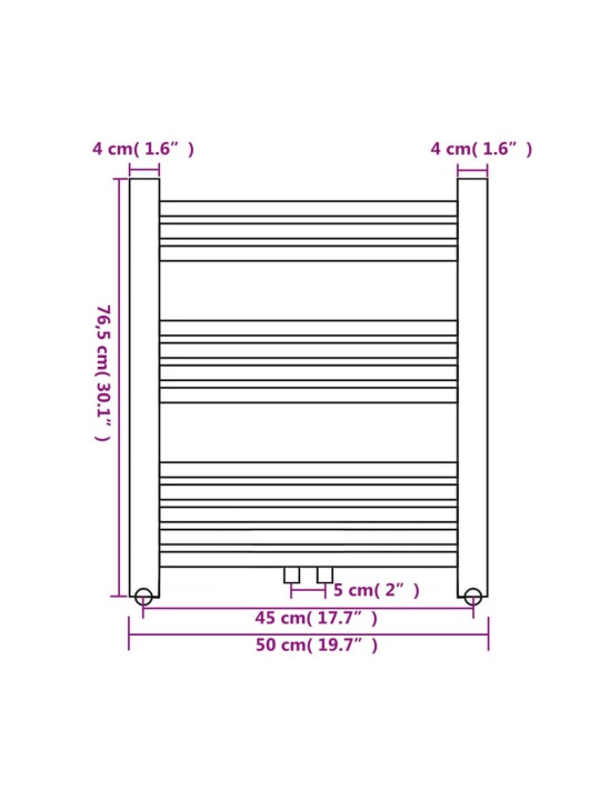 Keskkütte rätikukuivati vannituppa sirge 600 x 764 mm, valge