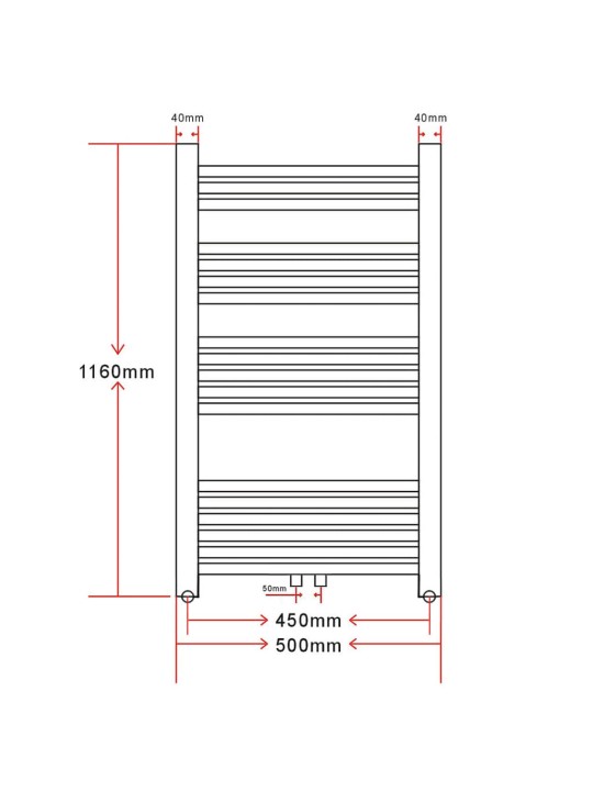 Keskkütteradiaator/käterätikuivati vannituppa, kumer 500 x 1160 mm