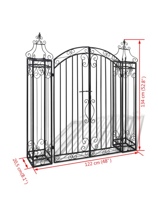 Ornamentidega aiavärav sepistatud rauast 122 x 20,5 x 134 cm