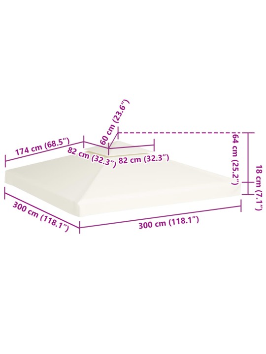 Varikatuse asenduskate 310 g / m², kreemjasvalge, 3 x 3 m