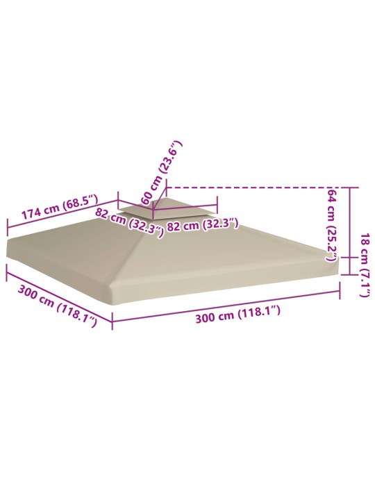 Varikatuse asenduskate 310 g / m², beež, 3 x 3 m