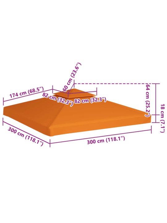 Varikatuse asenduskate 310 g / m², oranž, 3 x 3 m