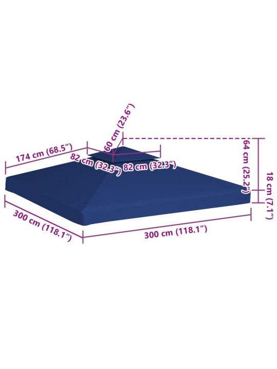 Varikatuse asenduskate 310 g / m², tumesinine, 3 x 3 m