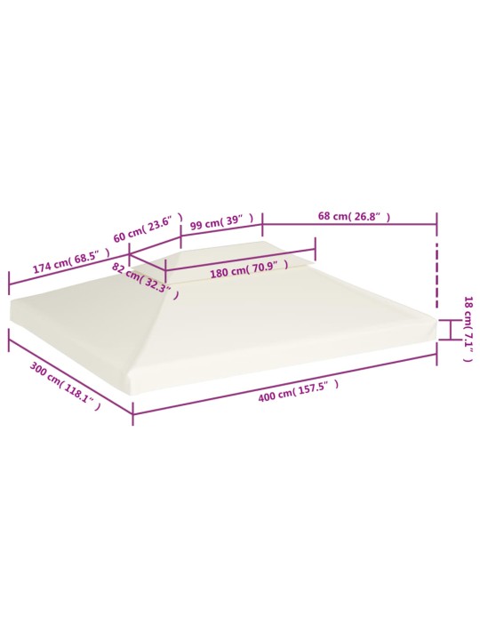 Varikatuse asenduskate 310 g / m², kreemjasvalge, 3 x 4 m