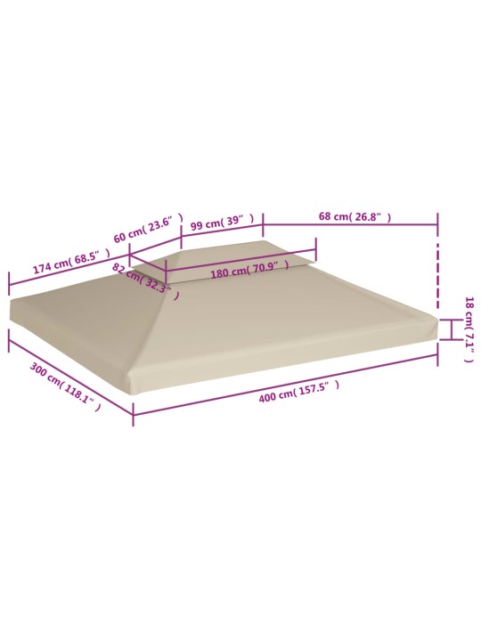 Varikatuse asenduskate 310 g / m², beež, 3 x 4 m