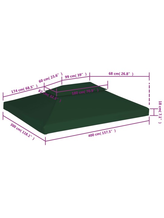 Varikatuse asenduskate 310 g / m², roheline, 3 x 4 m