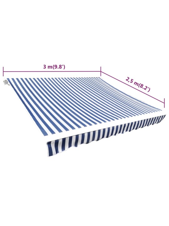 Varikatuse riie sinine ja valge 3 x 2,5 m (ilma raamita)