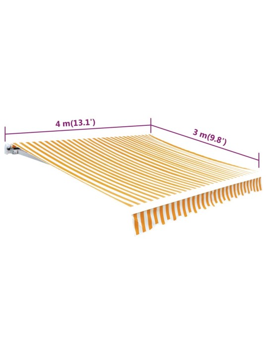 Varikatus päevalillekollane/valge 4 x 3 m (ilma raamita)