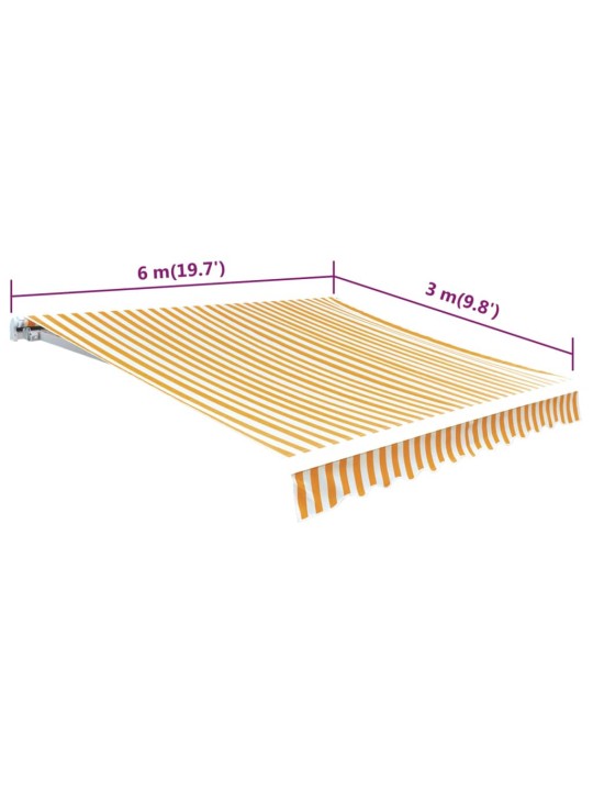 Varikatus päevalillekollane/valge 6 x 3 m (ilma raamita)