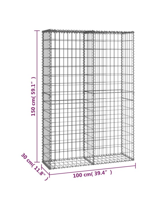 Kaantega gabioon, tsingitud traat 150 x 100 x 30 cm