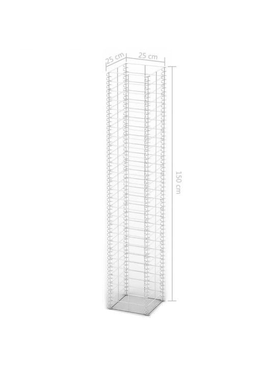 Gabioonide komplekt, 3 tk, tsingitud traat 25 x 25 x 150 cm