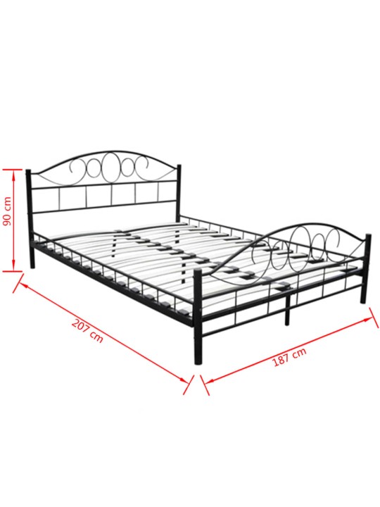 Voodi madratsiga must, metall 180 x 200 cm