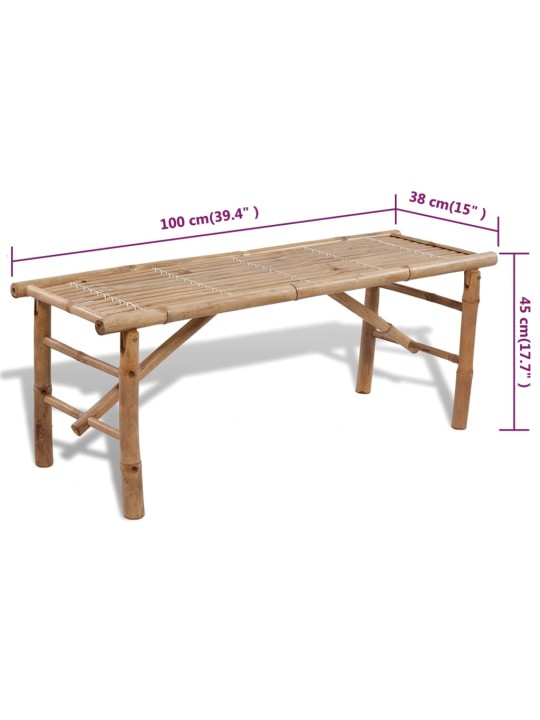 Õllelaud 2 pingiga 100 cm, bambus