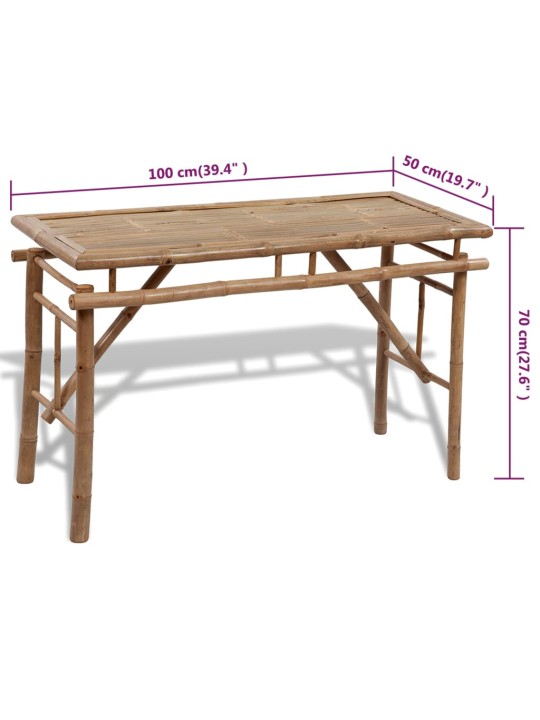 Õllelaud 2 pingiga 100 cm, bambus