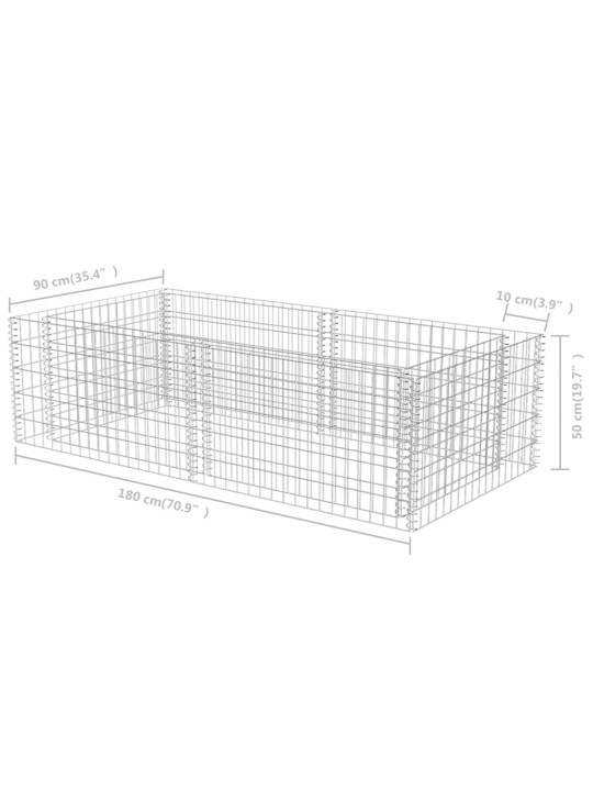 Gabioon-taimekast, tsingitud teras, 180 x 90 x 50 cm