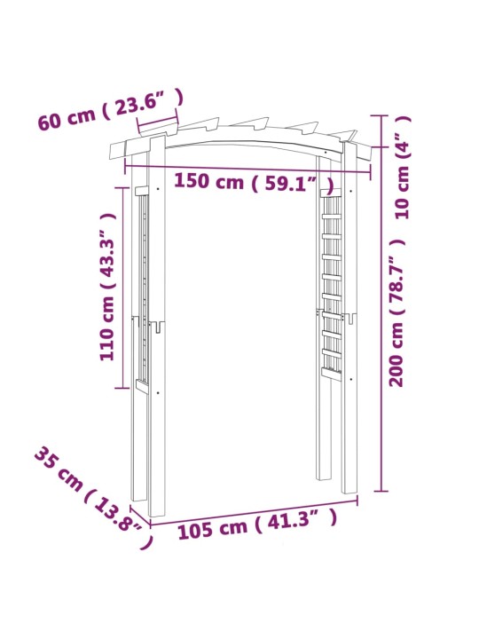 Sõrestikuga aiakaar, 150x60x210 cm, puit