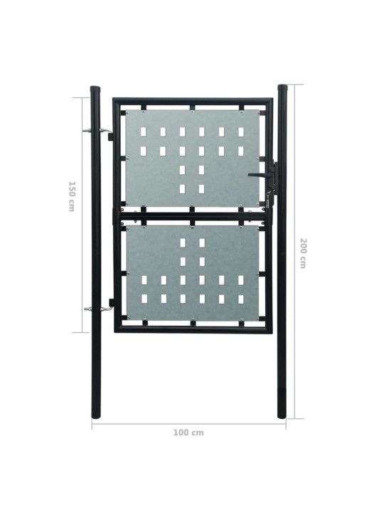 Must ühepoolse uksega aiavärav 100 x 200 cm